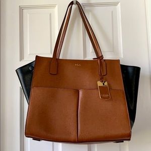 Lauren Ralph Lauren brown and black tote bag